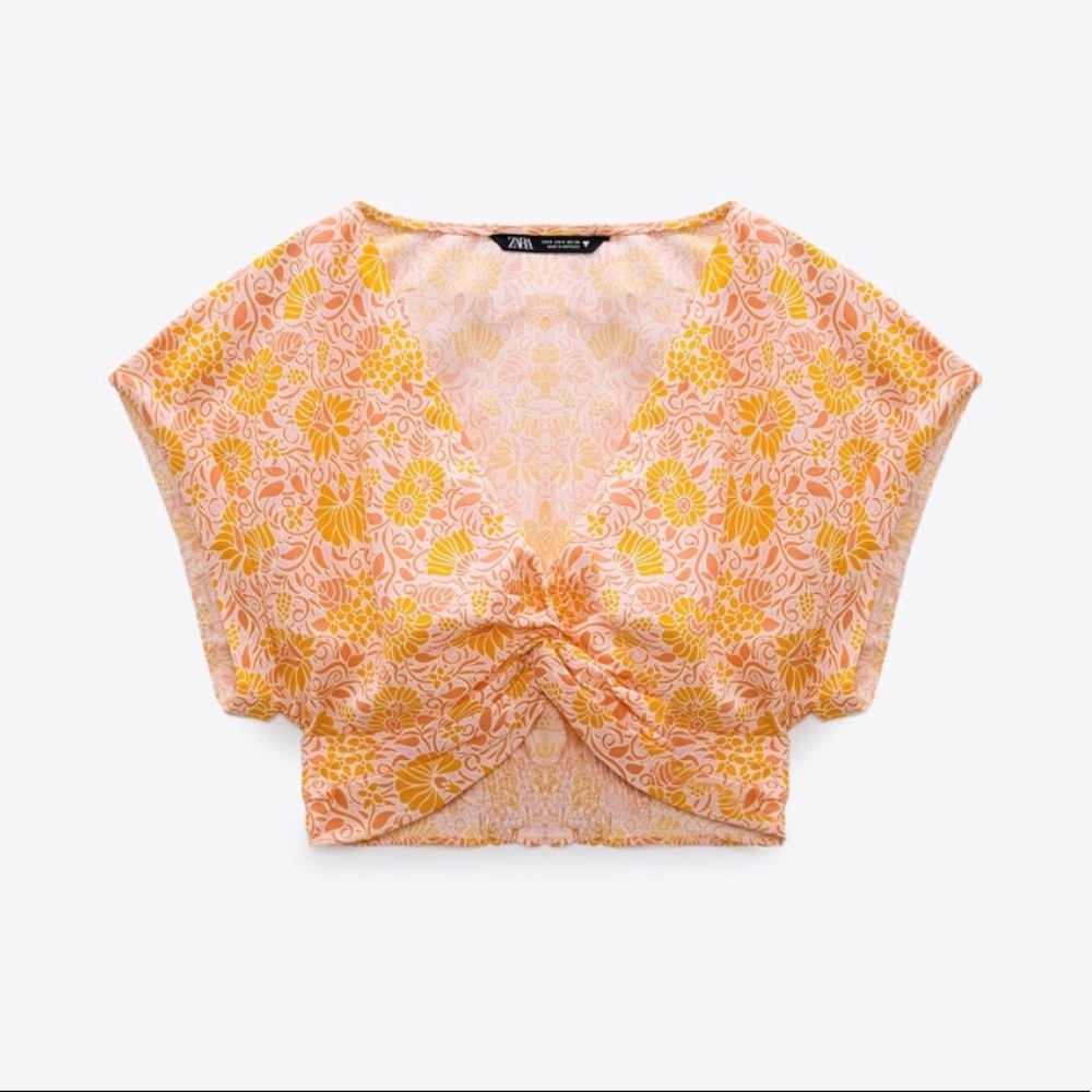 ZARA Printed Linen Top